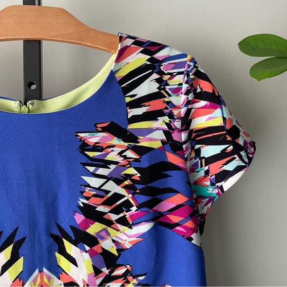 Vintage Signature By Robbie Bee Funky Geometric Neon Printed Midi Dress Size 14 - Picture 7 of 9